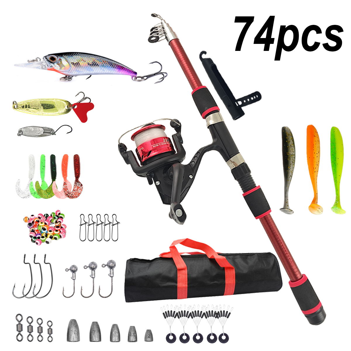 Spincast Reel - Fishing Pole Set Full Kits With